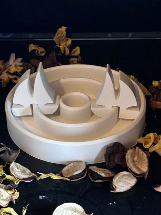 Dekostecker Segelboot mit rundem Kerzenteller